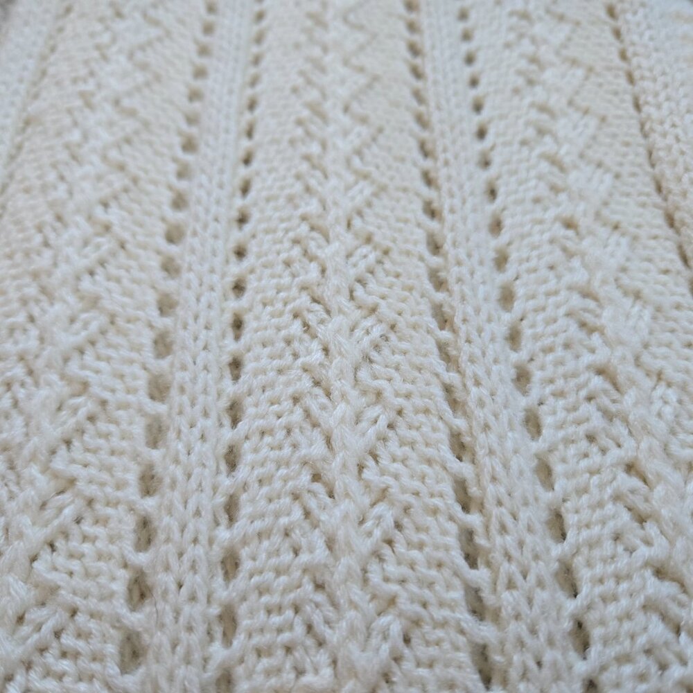 Vintage Pointelle Scarf *Possibly Cashmere* Ivory Fownes Brothers - Picture 6 of 10
